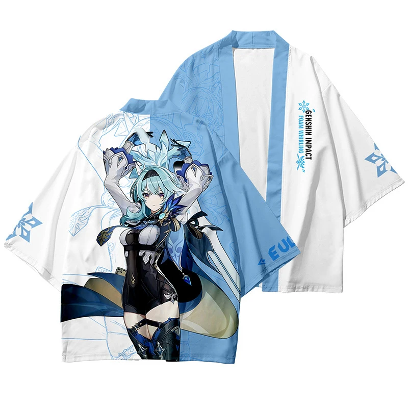 

Harajuku Game Genshin Impact Eula Kimono Haori Women Men Summer Casual Streetwear 3D Print Top Cosplay Costume Wholesale Price