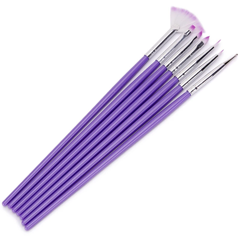 Кисть для дизайна ногтей 7 шт. плоская Веерная угловая кисть нанесения цветочного