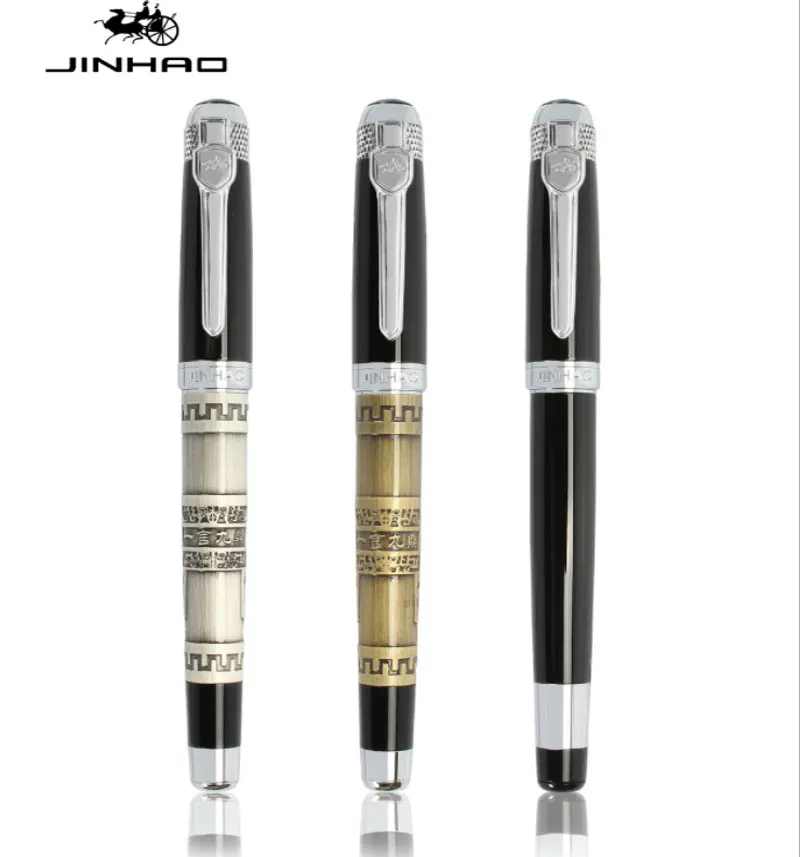 

Jinhao Gray Nine Tripods Good Faith Cooperation Metal Fountain Pen Medium Nib Office School Writing Gift Pen Accessory