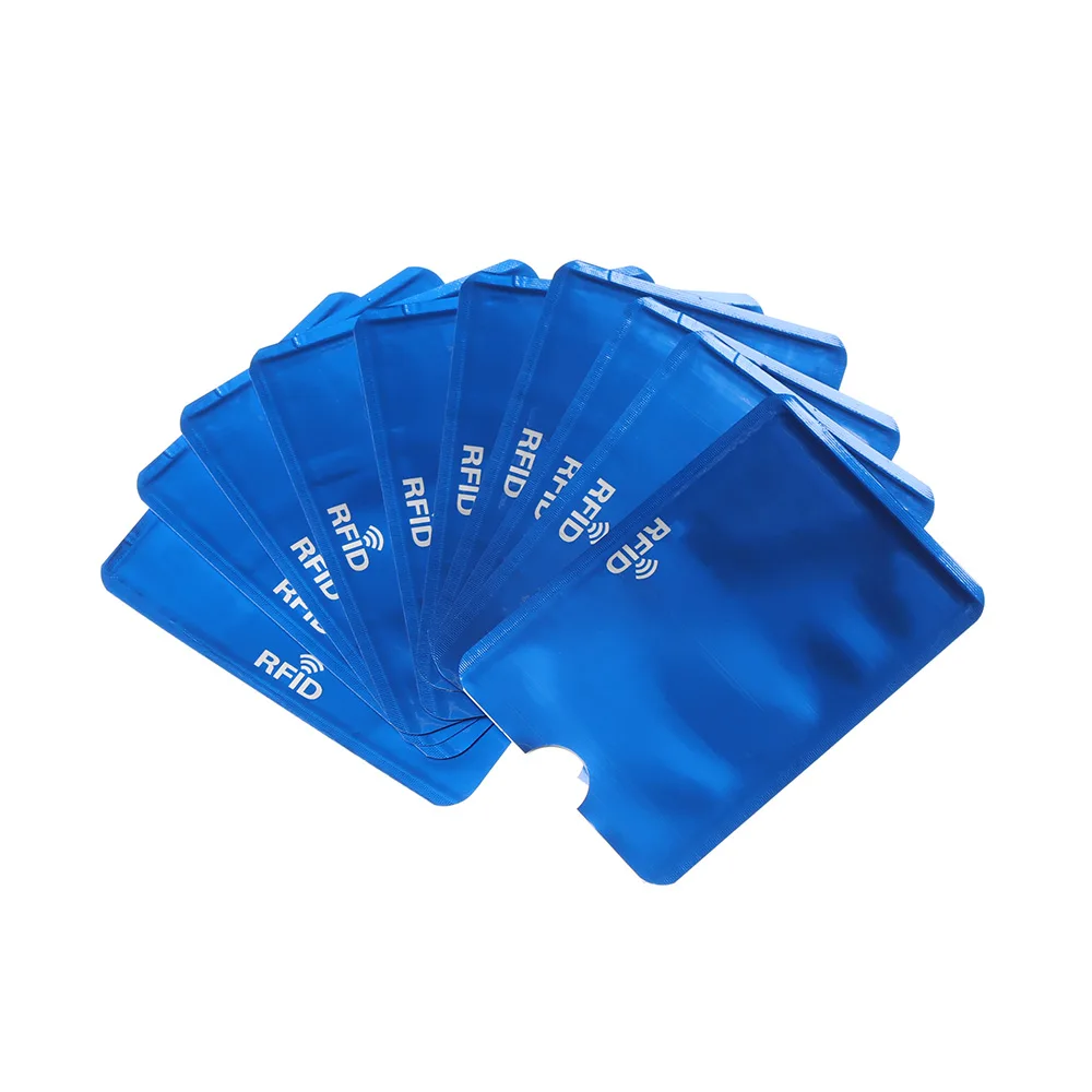 Blue 10 шт. RFID с протекторами для банковских карт Противоугонная блокирующая карта держатель кожаный чехол чехлы Защитный чехол для банковских карт - Цвет: Blue