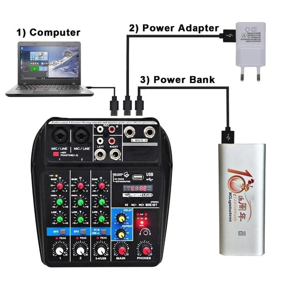 Горячая Новинка Распродажа TU04 BT звуковая микшерная консоль запись 48 В Phantom Power