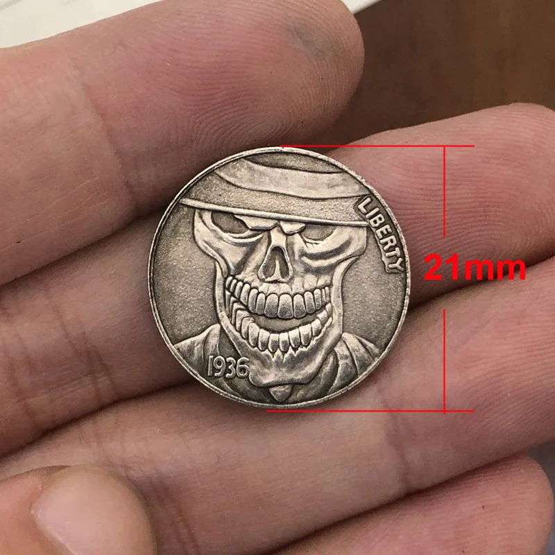 Забавный Хобо-сувенир с черепом никелевое покрытие антикварная Коллекционная