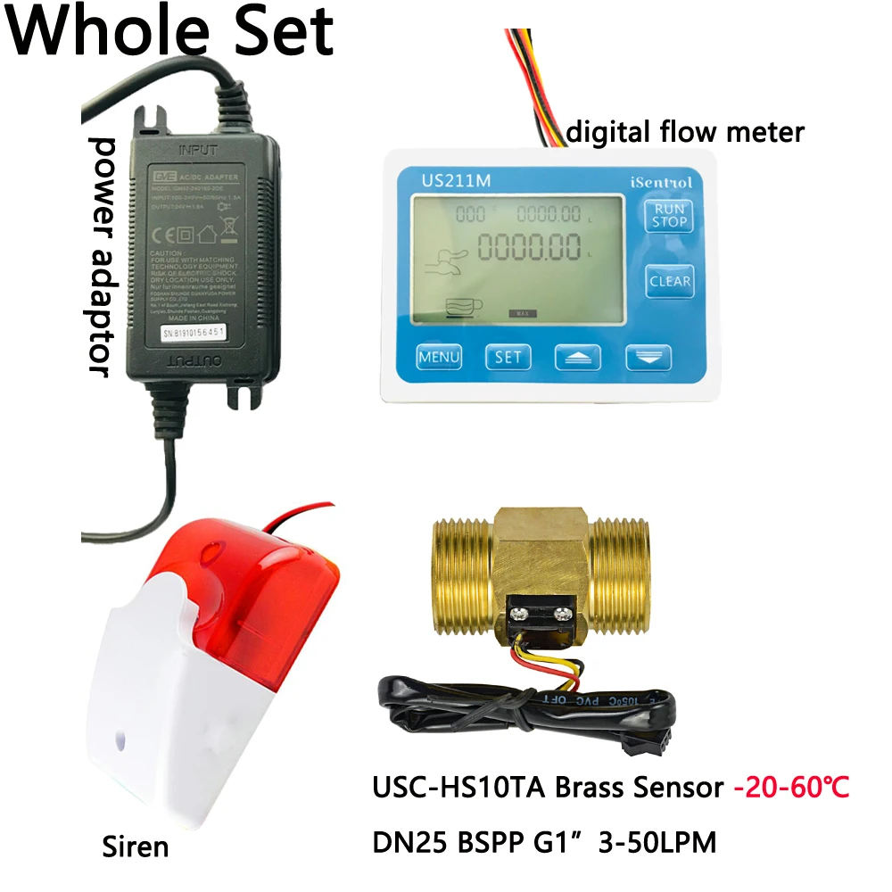 US211MA Water Flow Meter Pipewater Suspend Alarming System Brass Copper Senor Turbine flowmeter G1&quot BSPP iSentrol | Инструменты