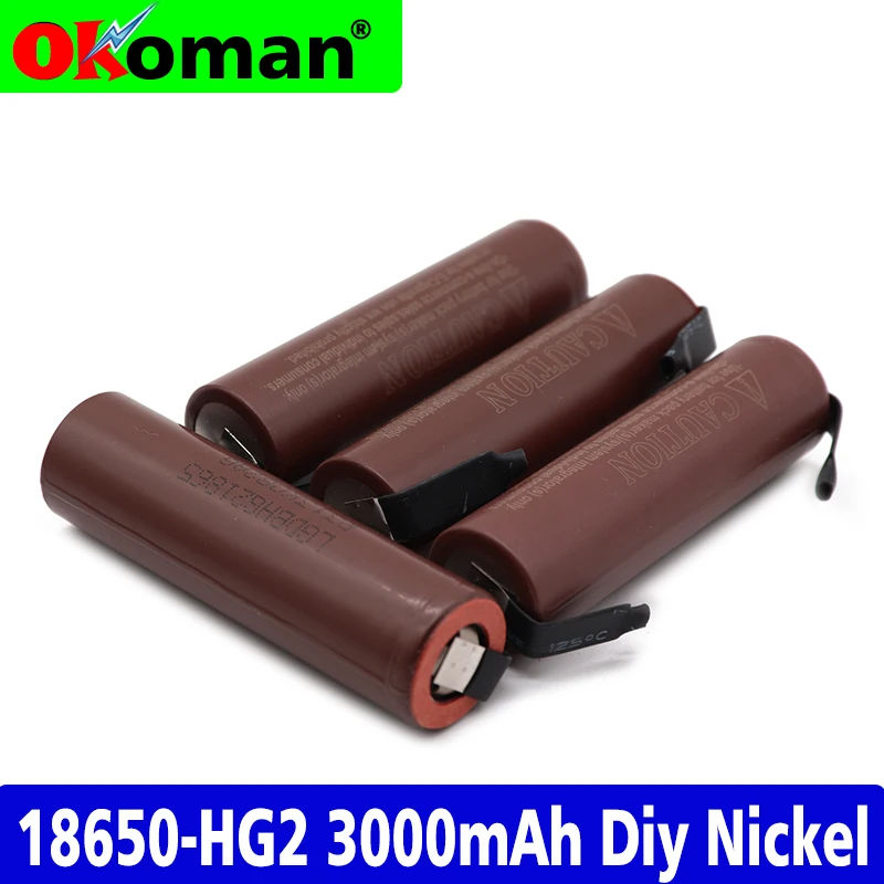 Аккумулятор HG2 18650 3000 мАч разряд 3 6 В 20 А для аккумуляторов hg2 + никеля сделай сам
