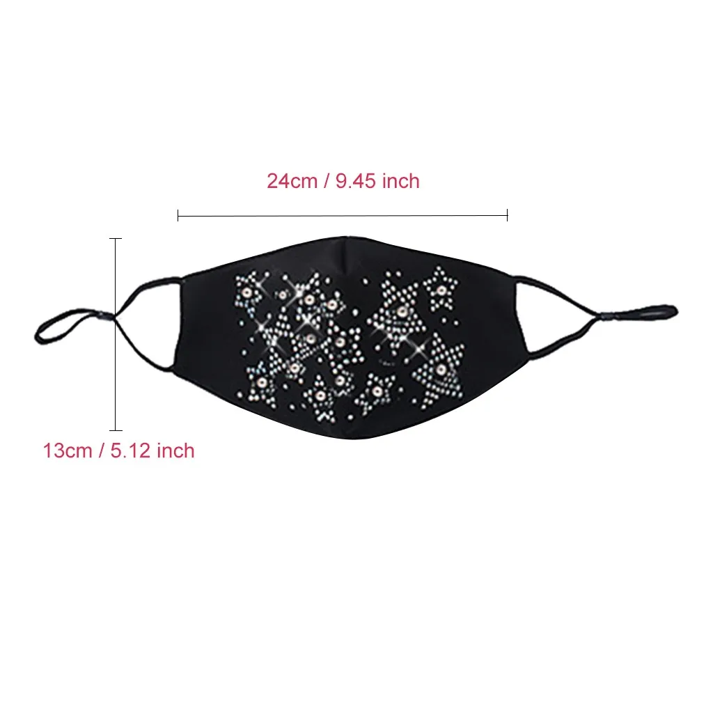 

Fashion Women Men Shiny diamond Reusable Breathable Washable Reusable Adjustable Earloop Mask For Adult mascarillas masque