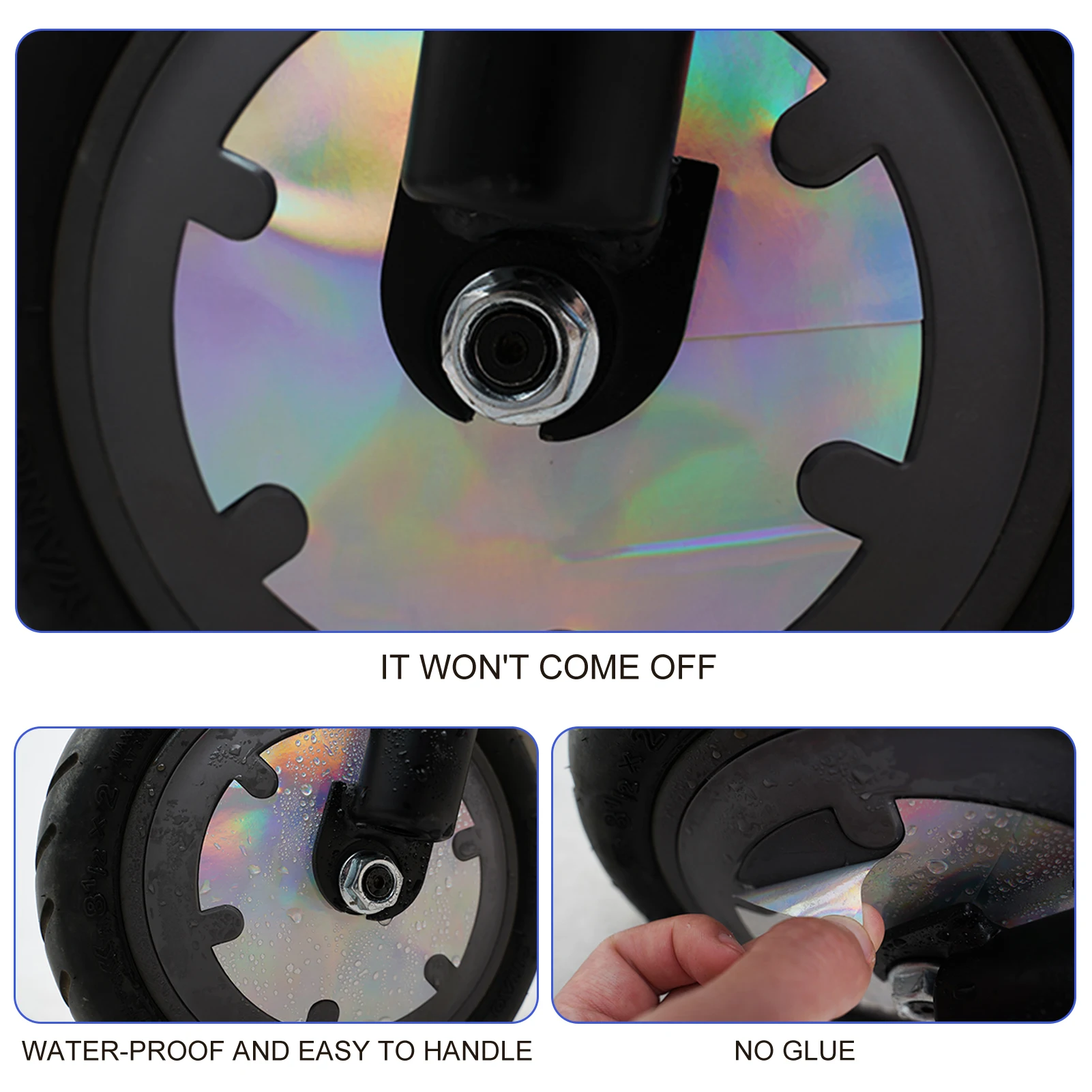 

For M365 Pro PVC Wheel Reflective Sticker Waterproof, Heat-resistant and Shock-resistant 12*12cm#3g Scooter Sticker