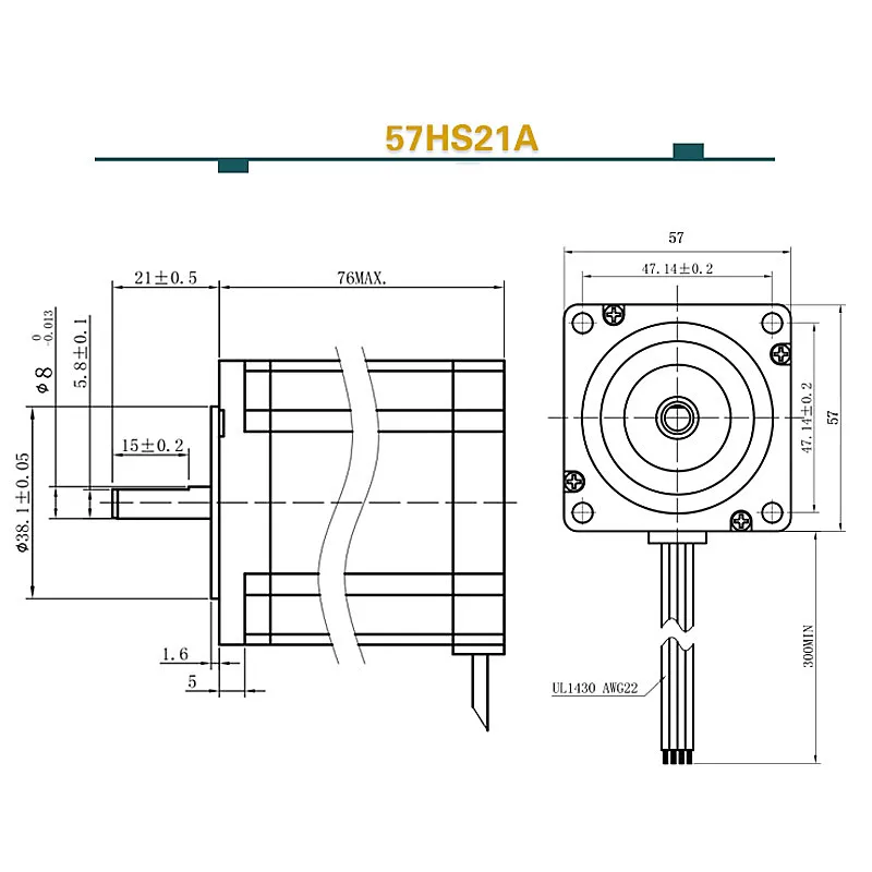 Shaft diameter 8mm stepper motor 57HS21A 57HS22-A 57HS-C 2-phase 2.1/2.2 N.m length 76/80mm J19279 | Обустройство дома