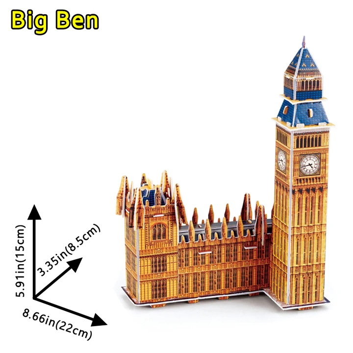 Big Ben DIY Наволочки с принтом Лондона и Биг-Бена 3D головоломка бумажные сборочные модельные игрушки для детей игра мировая архитектура Развивающий Пазл игрушки детские подарки - Цвет: Big Ben