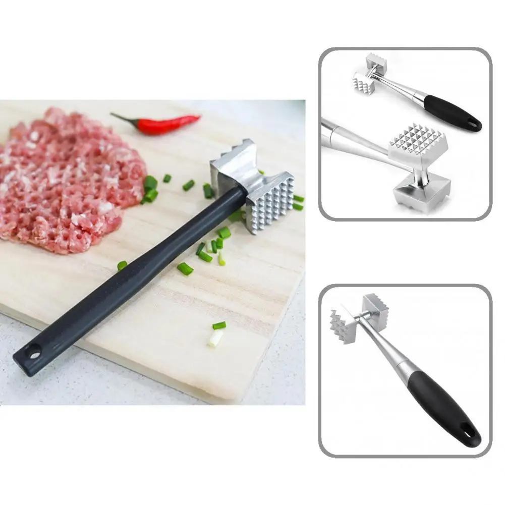 

Reusable Convenient Anti-slid Handle Reliable Meat Hammer Stainless Steel Meat Tenderizer Tool Easy to Use for Restaurant