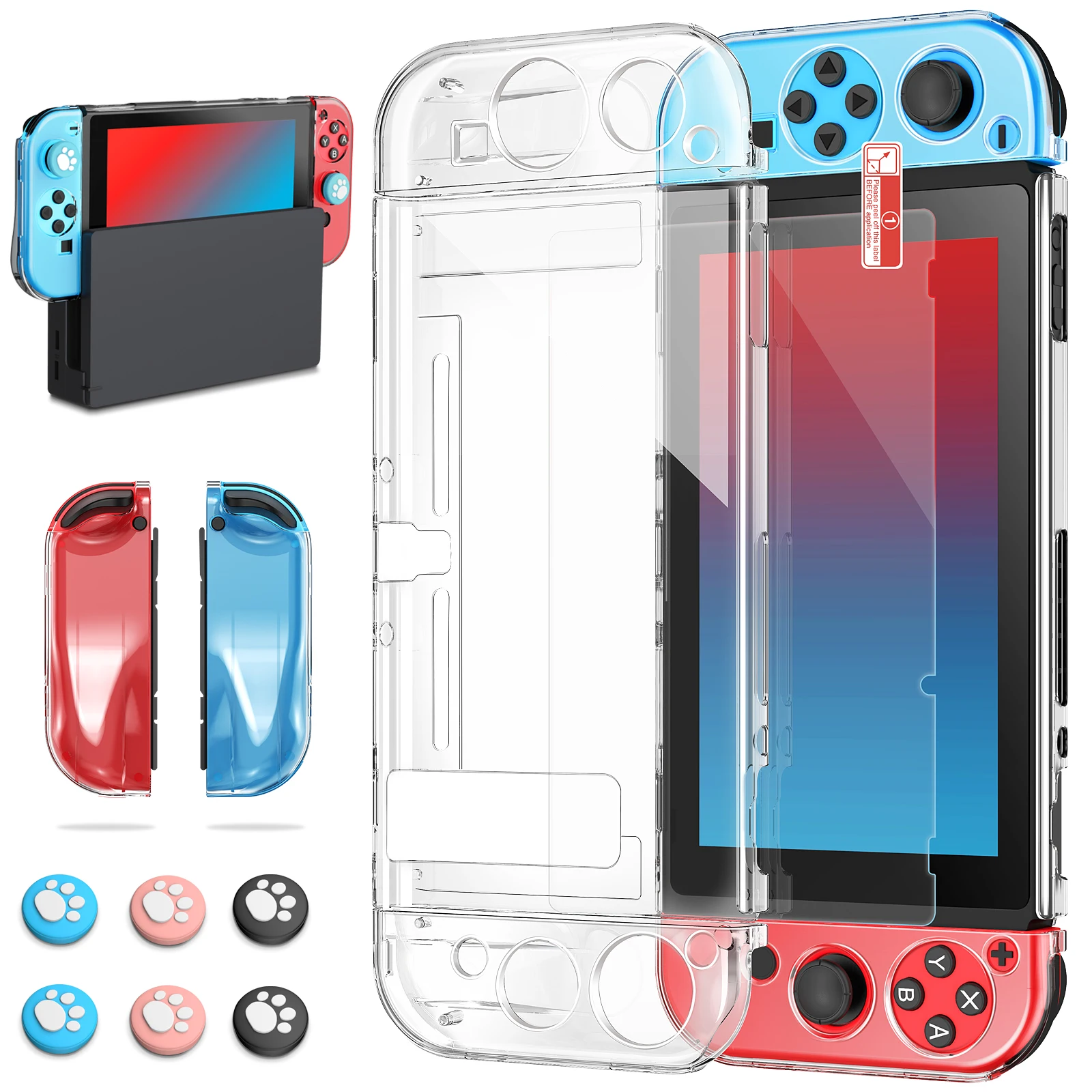 Прозрачный защитный чехол для Nintendo Switch с закаленным стеклом защита экрана 6 шт.