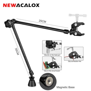 newacalox soldering third hand tool pcb fixture clips heat gun stand rework station tool helping hands with magnetic base free global shipping