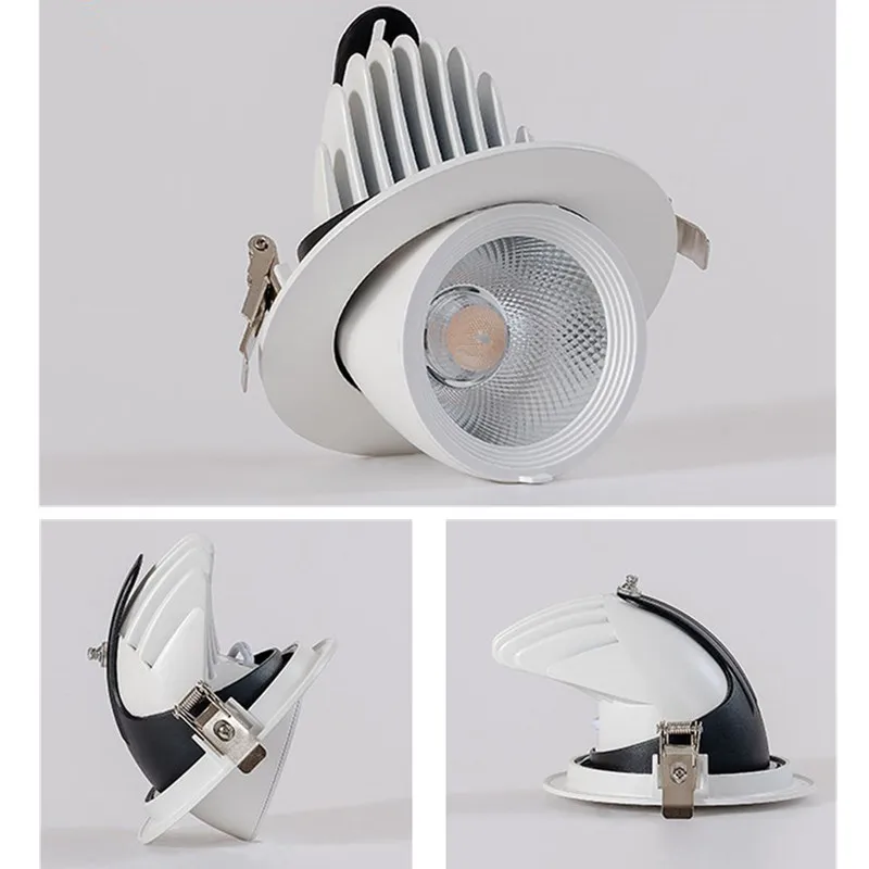 

AC85-265V 10W 20W 30W 40W Adjustable LED COB Embedded Down Lamp,Rotatable 3000K,4000K,6000K LED Trunk Lamp Cob Downlight