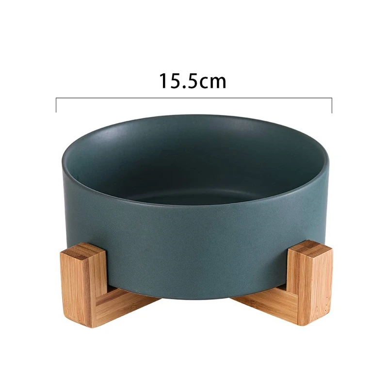 

Cat Bowls, Kitten Bowl for Food and Water, Raised Ceramic Cat Food Bowl to Protect Pet' Spine, with Wood Stand