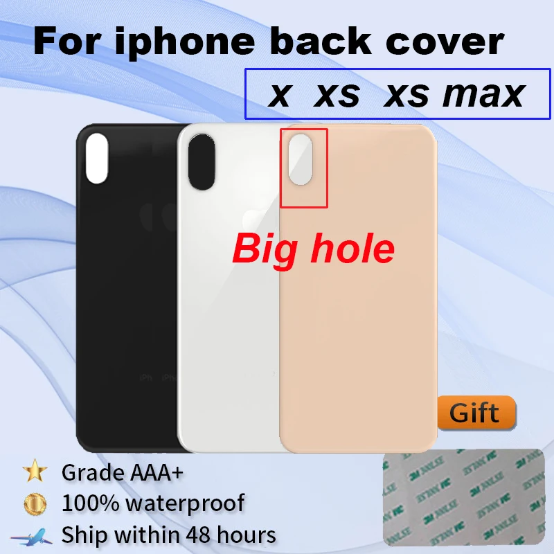 

Крышка батарейного отсека для iphone X XS Xs Max, задняя крышка с большим отверстием, высококачественный задний корпус, оригинальное стекло для бат...