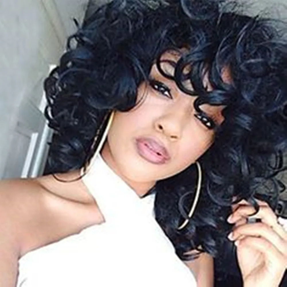 

Curly Wigs For Black Women Short Bob Wig Hair Heat Resistant Wig Medium Length Daily Party Loose Wave Black Curly Hair Wigs