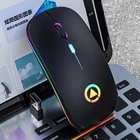 Перезаряжаемая Беспроводная Бесшумная мышь, цветная светодиодсветодиодный подсветка, USB мыши, оптическая эргономичная игровая мышь, Настольная компьютерная мышь для ноутбука