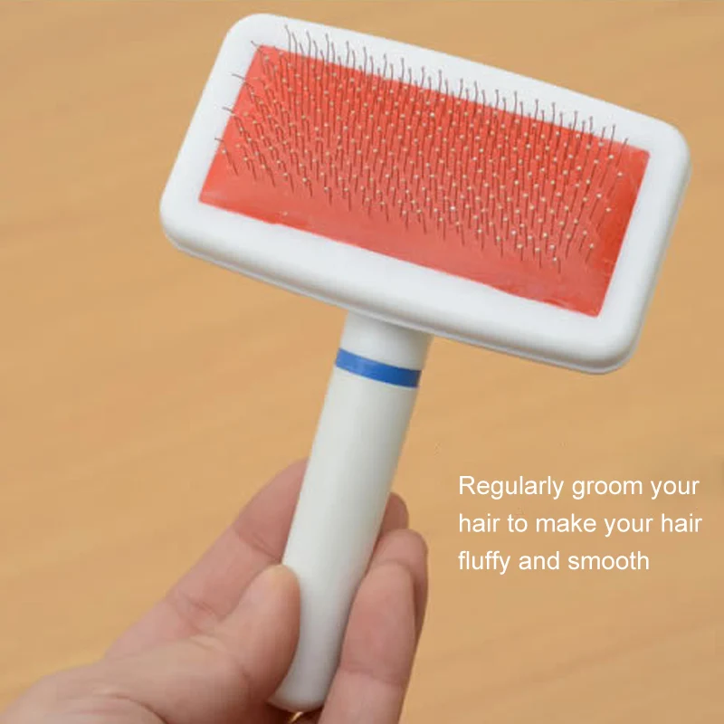 

White airbag comb White needle comb with protective head, white plastic handle dense needle comb, small white comb pet supplies