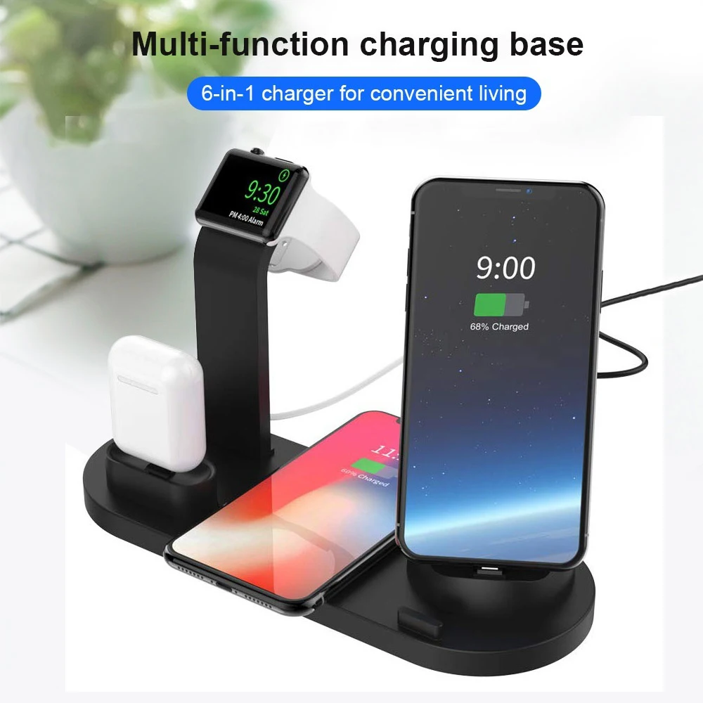 3 в 1 Qi 10 Вт для iphone xiaomi samsung для AirPods smartwatch USB type c Беспроводная Быстрая зарядка Индукционная зарядка док-станция