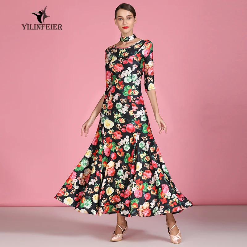 Дешевое платье для бальной комнаты стандартное Венского вальса танцев свободные