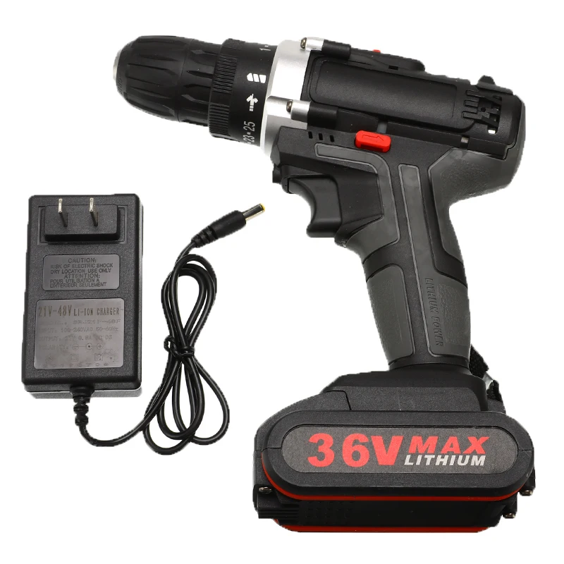 Аккумуляторная электрическая дрель шуруповерт 2 батареи 36 В светодиодный