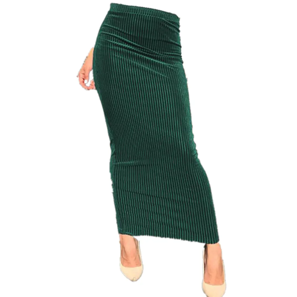 Женская летняя модная юбка-карандаш зеленая юбка макси в пол облегающая