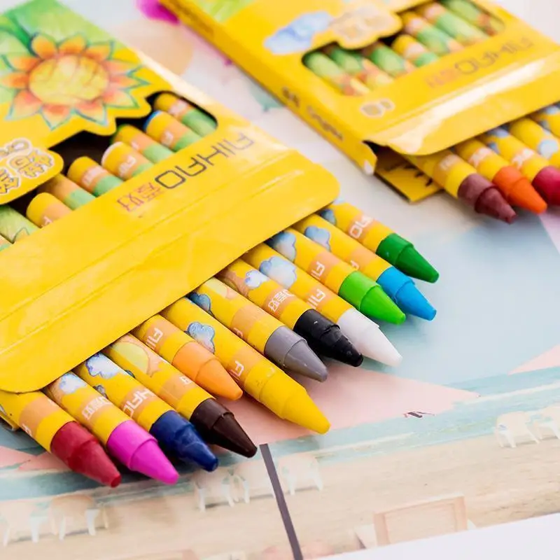 Crayons Creative Cartoon 8/12 Colors Drawing Non-Toxic Oil Pastels Kids Student Pastel Pencils Art Supplies Student Crayon Set