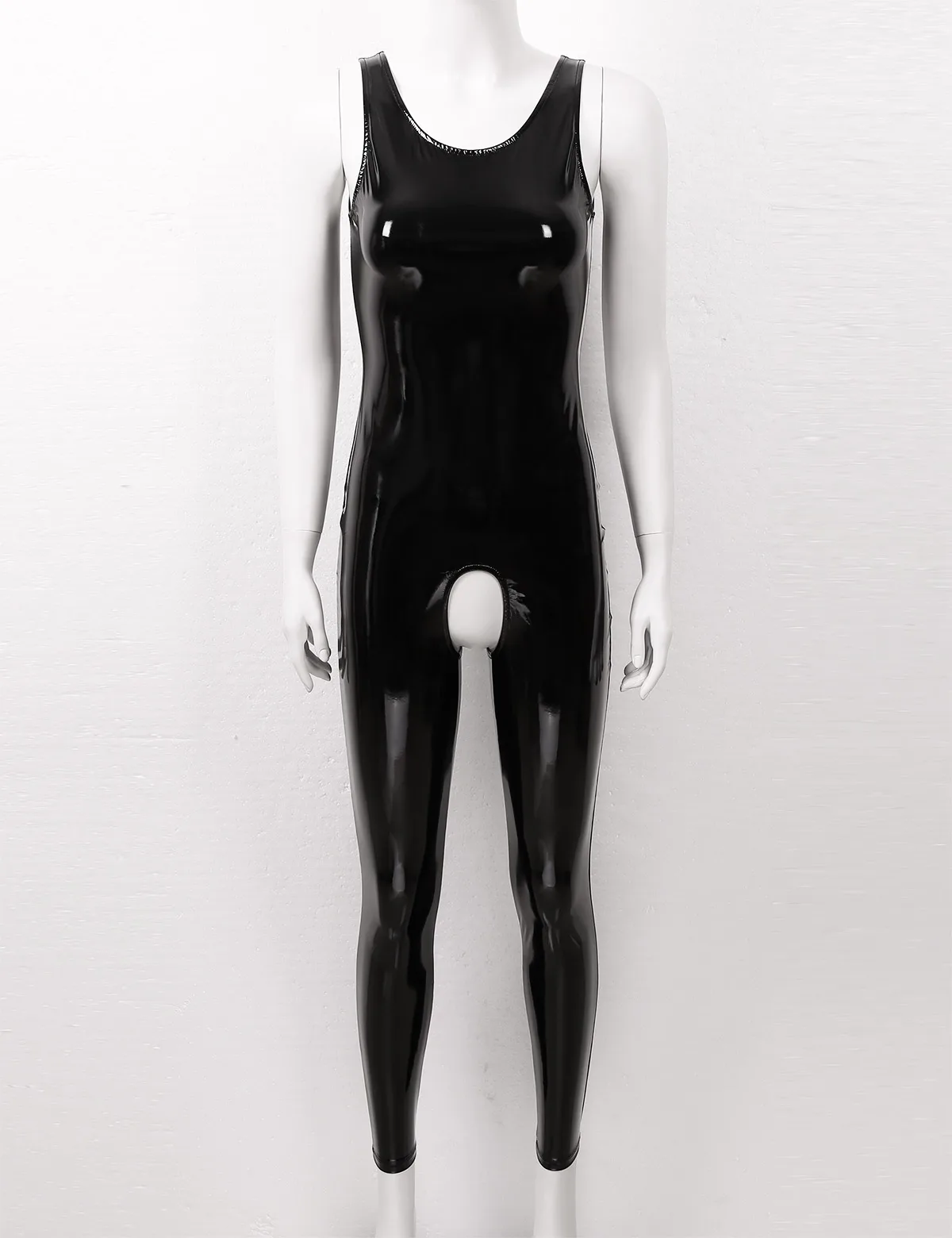 Латексный костюм кошки с вырезами женское эротическое нижнее белье из