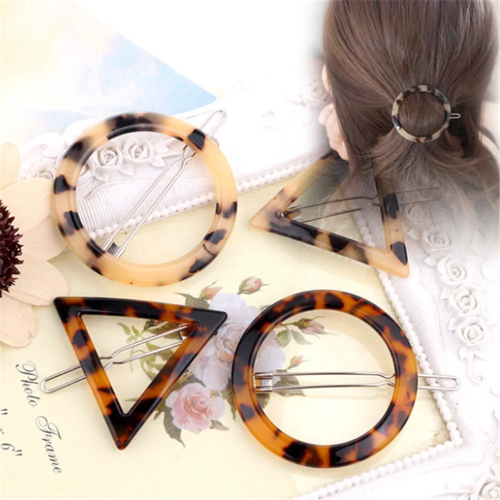 

1 шт. янтарные Акриловые зажимы для волос Геометрическая круглая заколка для волос леопардовая форма сердца женские заколки для волос