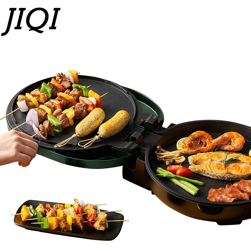 JIQI 220V Household Double Sided Baking Pan Electric Skillet Frying Crepe Pancake Maker Automatic Pizza Pie Machine BBQ Tool |