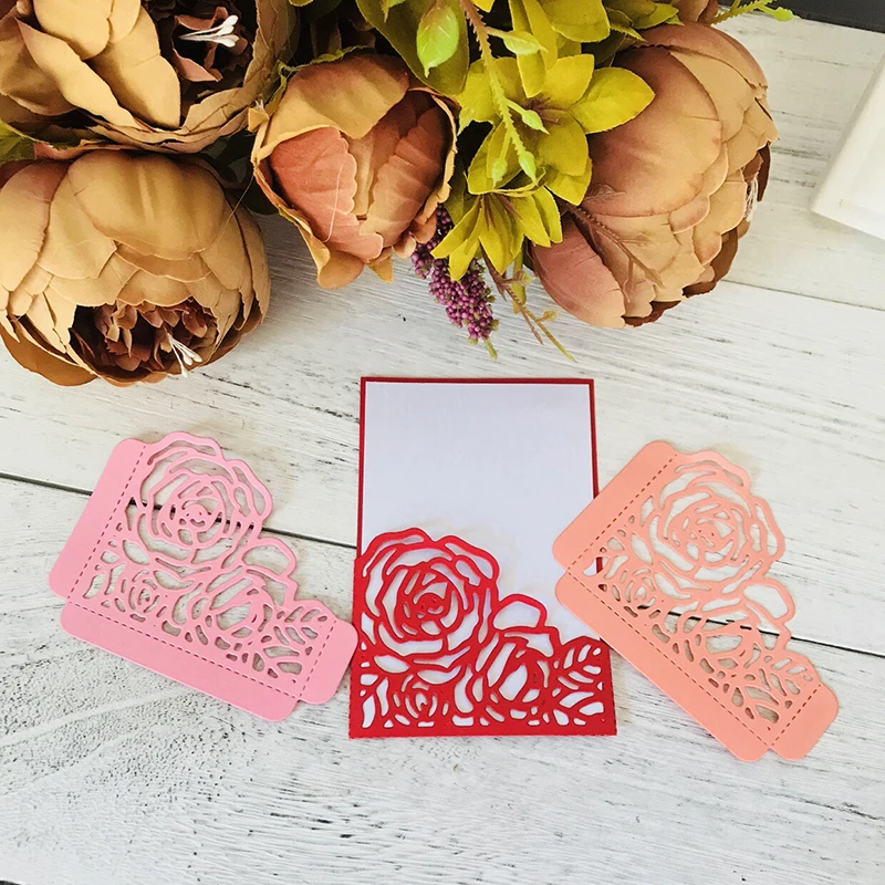 Роза карманные металлические Вырубные штампы Свадебный конверт рукоделие