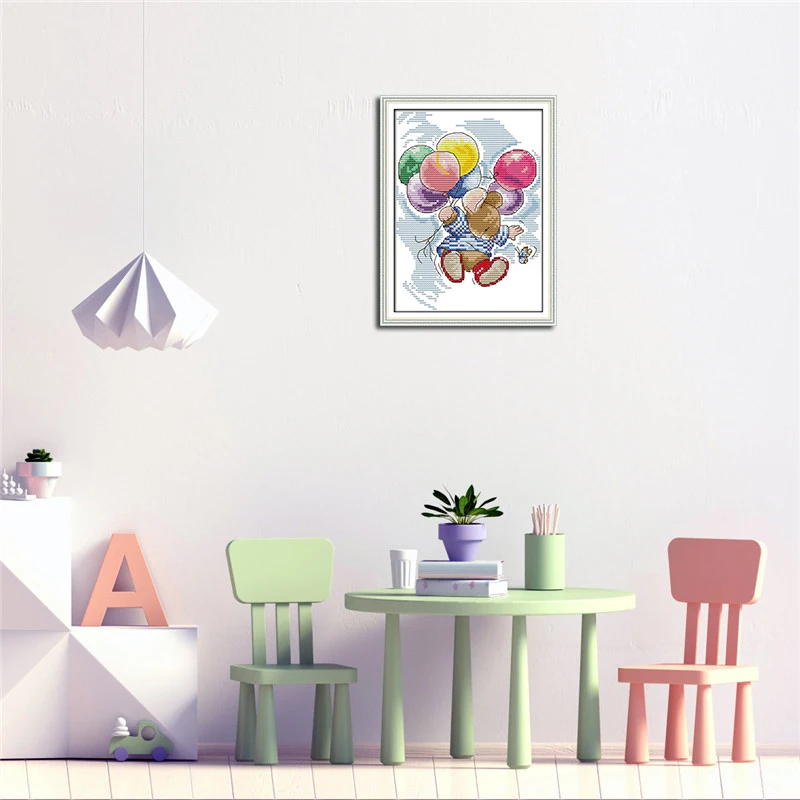 Joy Sunday мультяшный стиль воздушный шар Летающая мышь DIY Шаблоны для вышивки