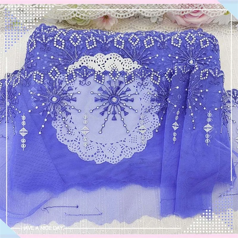 

19Yards Beautiful Embroidery Lace Trim Flower Mesh Tulle Doll Dress Costume Decor Garment Fabric Needlework Sewing Accessories