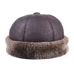 Мужская Женская натуральный мех кожа Круглая Шапка капот Zucchetto Toque Beanie Новая Кепка армейская/темно-синяя шапка s/шапки