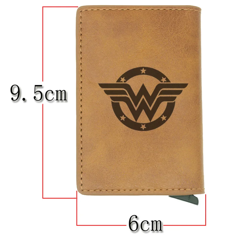 Новые поступления, модные Wonder Woman Rfid держатель для карт, мужские и женские кошельки, коричневые винтажные короткие кошельки, кожаные тонкие кошельки, мини кошелек