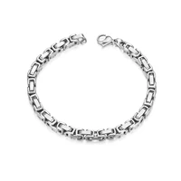 punk men bracelet 5mm stainless steel byzantine link chain bracelets for unisex men women wrist jewelry braslet 2021