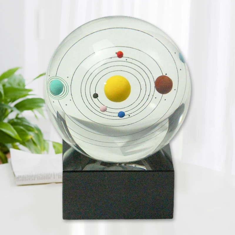 

2022 New Solar System Eight Planets 3D Crystal Ball Ornaments with Base Elegant Feng Shui