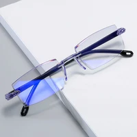 rimless anti blue light blocking myopia glasses classic prescription optical eyeglasses women men 1 0 1 5 2 0 2 5 3 0 4 0