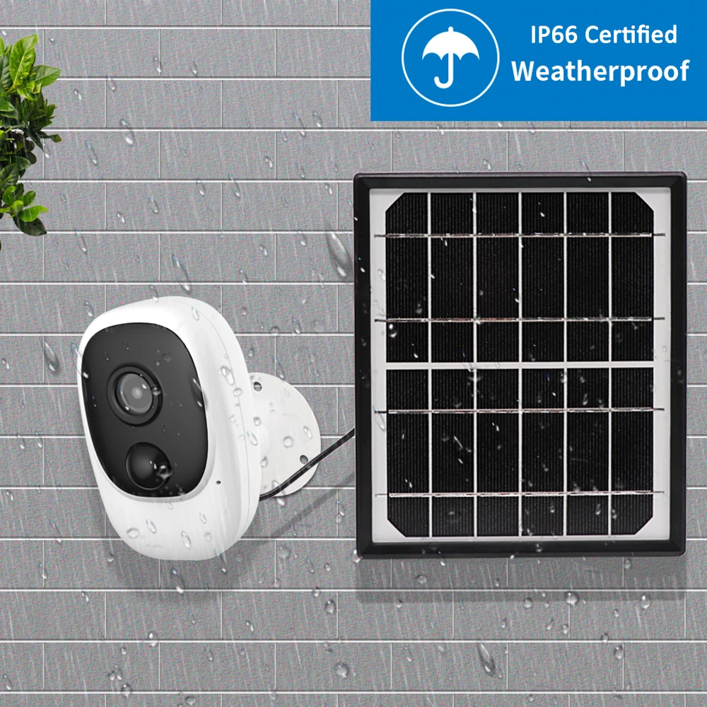 outdoor 6000mah rechargeable battery tuya wifi camera 1080p fhd 130 wide angle view pir two way audio with 3 5w solar panel ip66 free global shipping