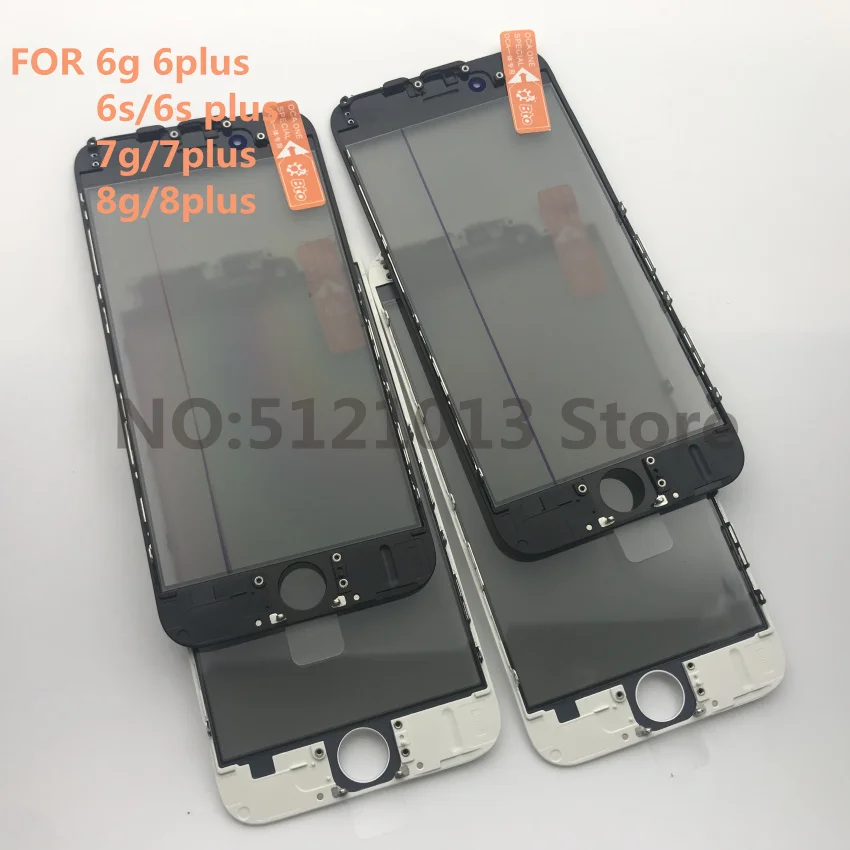 10 шт. 4 в 1 для iPhone 5/6 Plus/6 S Plus 7 Plus 8/8 Plus передний стеклянный сенсорный экран+ рама, изготовленная холодным прессованием ободок+ ОСА+ поляризатор