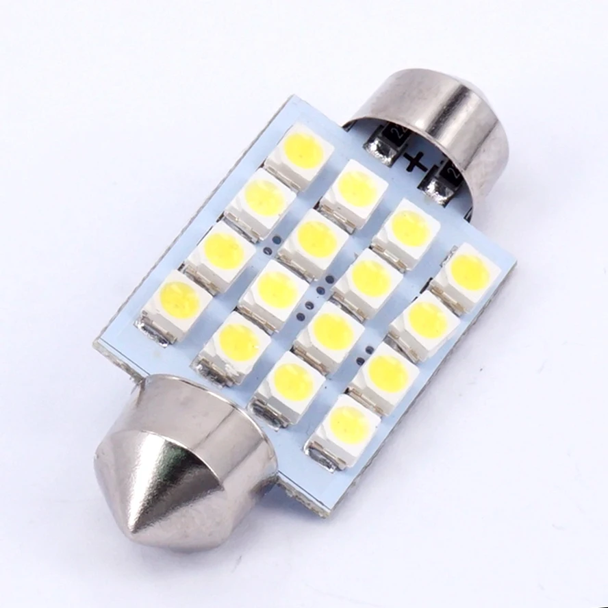 100 шт. 3528 1210 белый 16 SMD СВЕТОДИОДНЫЙ Автомобильный Купол гирлянда внутренние лампы