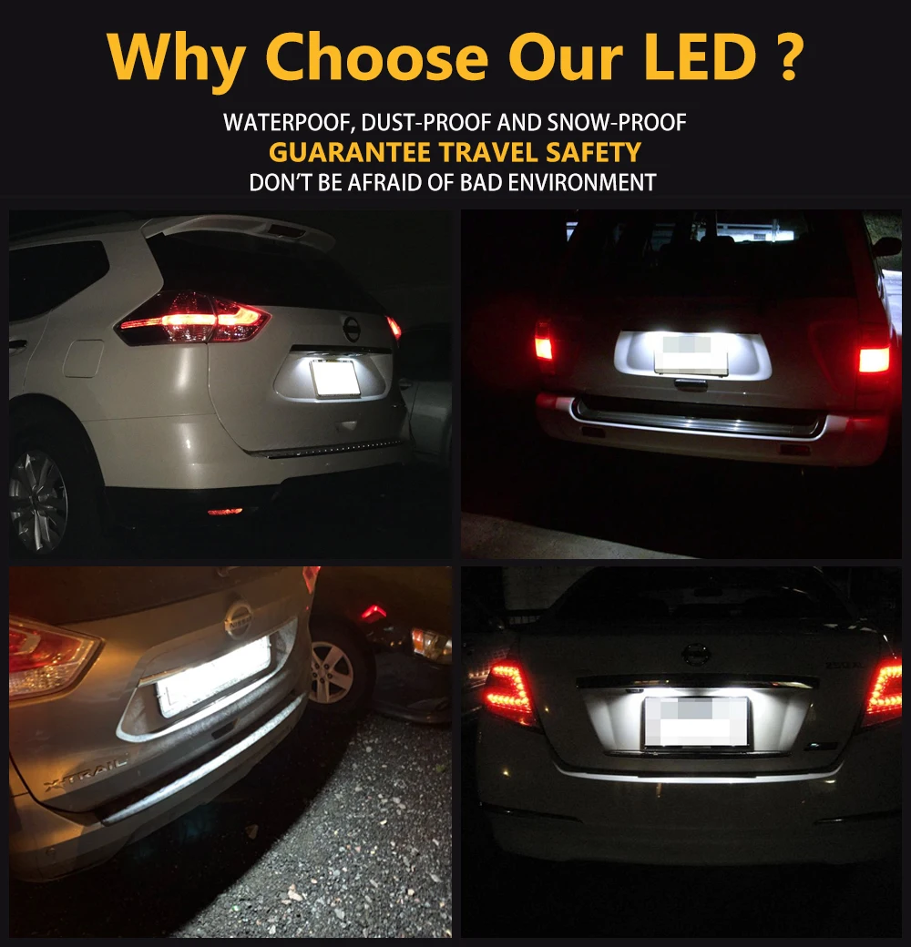 

2pcs LED Number license Plate Lamp light for Nissan X-Trail (T32) 2014 2015 for Infiniti FX35 FX 50 09-13 Q45 02-06
