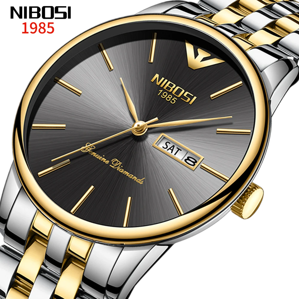 Buy NIBOSI Watch Men Fashion Sport Quartz Clock Mens Watches Brand Luxury Steel Leather Business Waterproof Relogio Masculino on