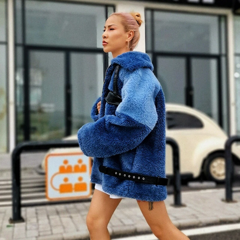 TWOTWINSTYLE женские Куртки из искусственной кожи в стиле пэчворк с воротником