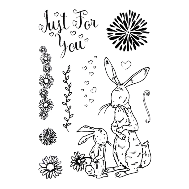 

Spring Happy Easter Rabbit Flower Silicone Seal Stamp DIY Scrapbooking Stamps