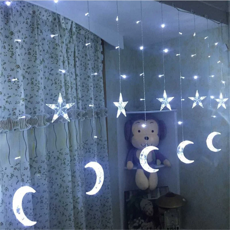 ИД Мубарак с изображением луны и звезд светодиодный светильник полосы украшения