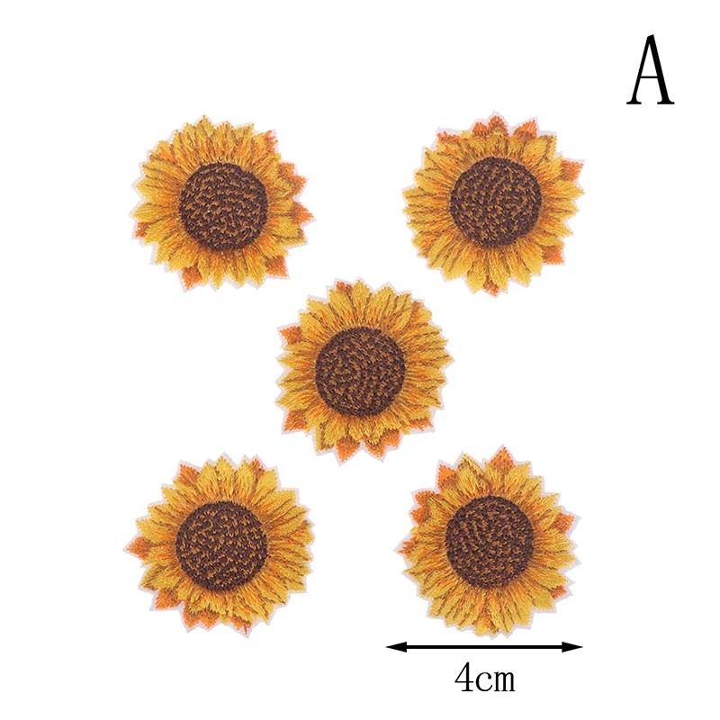 5 шт./лот патч с вышивкой в виде подсолнуха наклейка утюгом для пришивания цветов