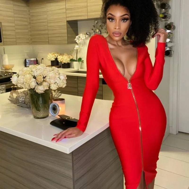 Женское платье из вискозы с длинным рукавом на молнии сзади | Женская одежда