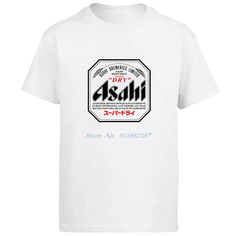 

Asahi Beer Japanese Retro graphic t shirts Short Sleeve Tops Harajuku Streetwear Casual O-neck T-shirt Men clothing