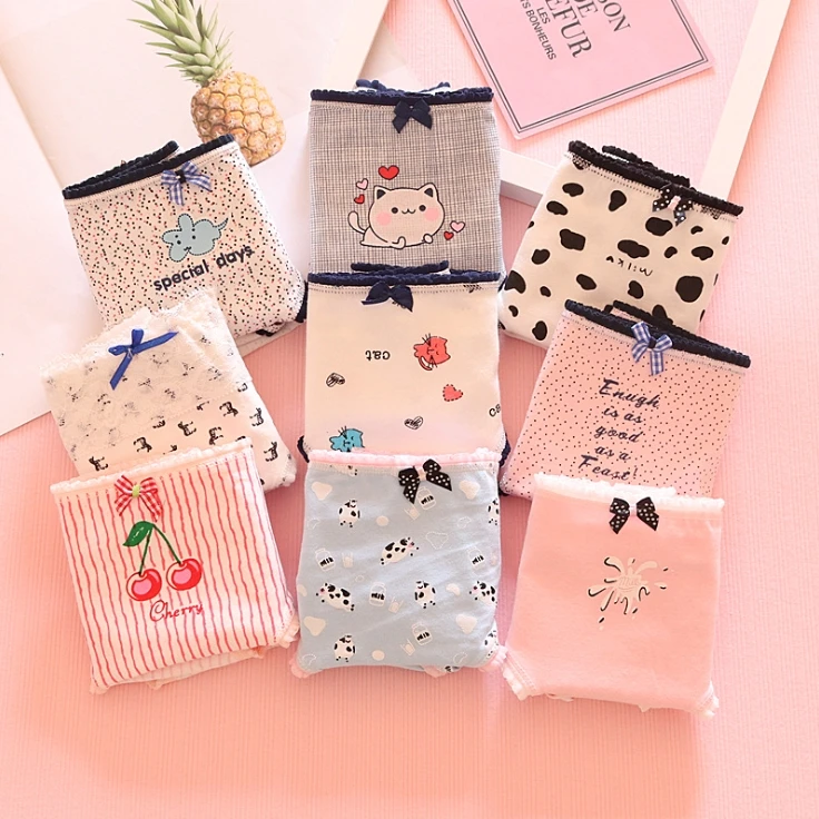 1 шт. женские хлопковые трусы с принтом|Женские трусики| |