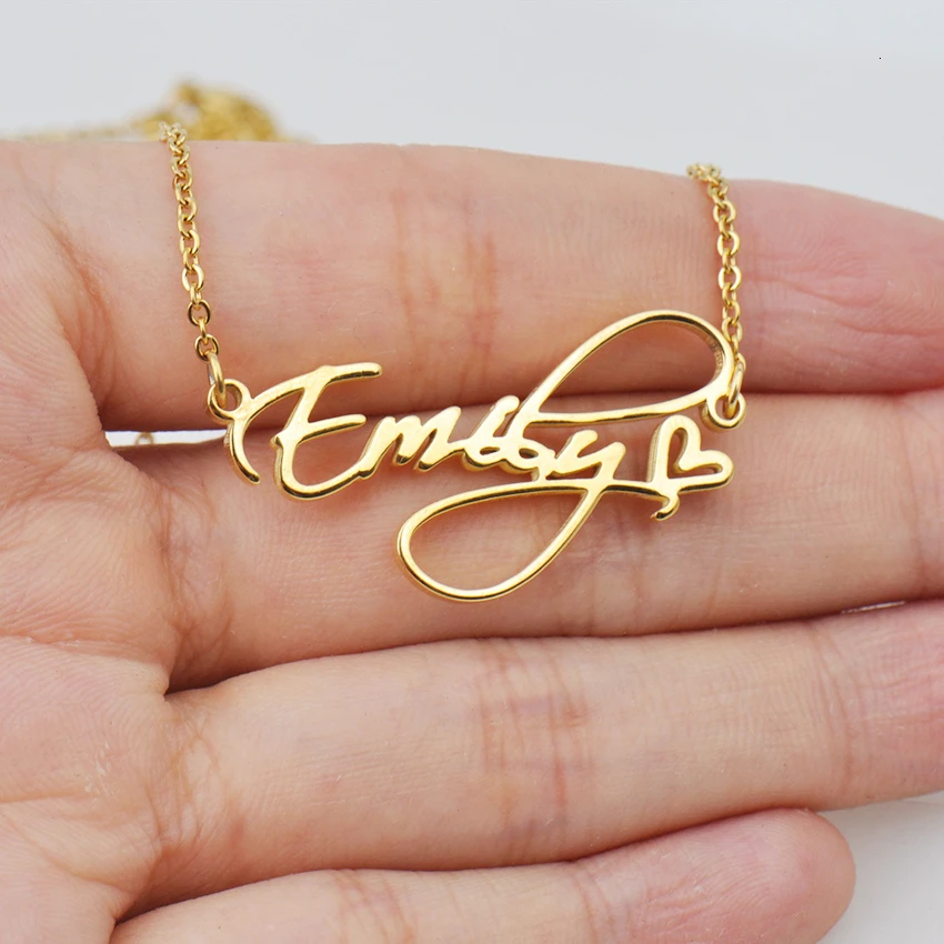 

Customized Cursive Nameplate Name Necklace For Women gold Stainless Steel Name Necklace Handmade Jewelry Festival Best Gifts